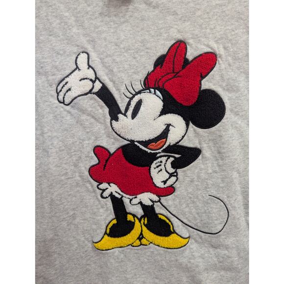 Women's heather gray sweatshirt w/Minnie Mouse embroidery size Large - Picture 4 of 11